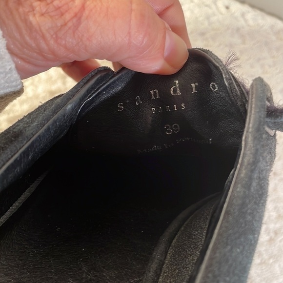 Sandro Paris Black Suede Three Velcro Strap Sneakers - Picture 11 of 11